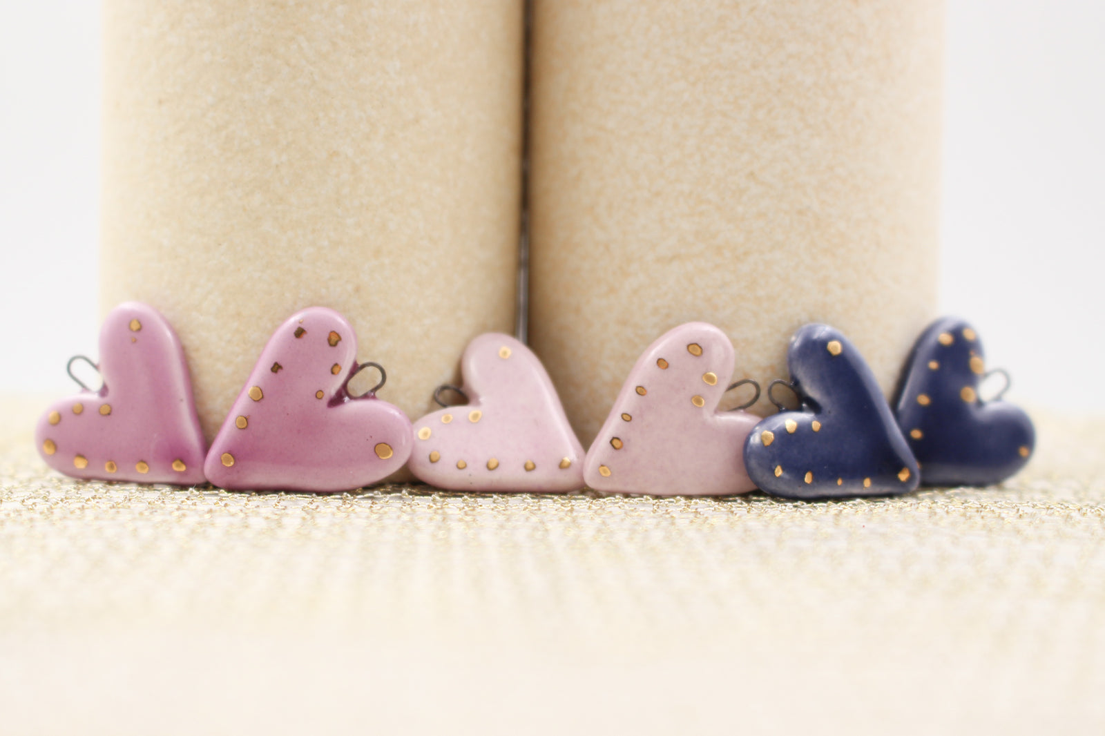 Ceramic Heart Charms for Jewelry and Accessories Making handmade in France by Alain Granell