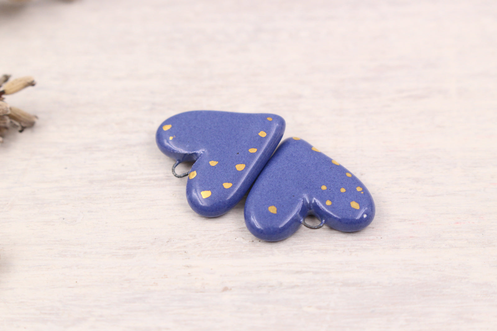 Ceramic Heart Charms for Jewelry and Accessories Making handmade in France by Alain Granell