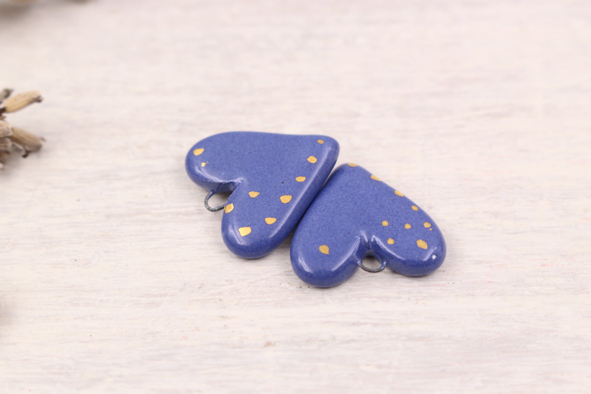 Ceramic Heart Charms for Jewelry and Accessories Making handmade in France by Alain Granell