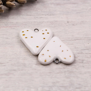 Ceramic Heart Charms for Jewelry and Accessories Making handmade in France by Alain Granell