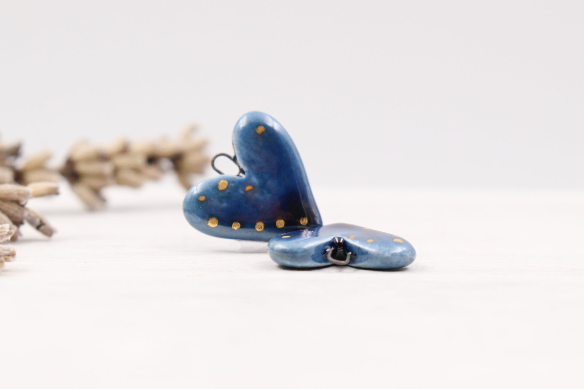 Ceramic Heart Charms for Jewelry and Accessories Making handmade in France by Alain Granell