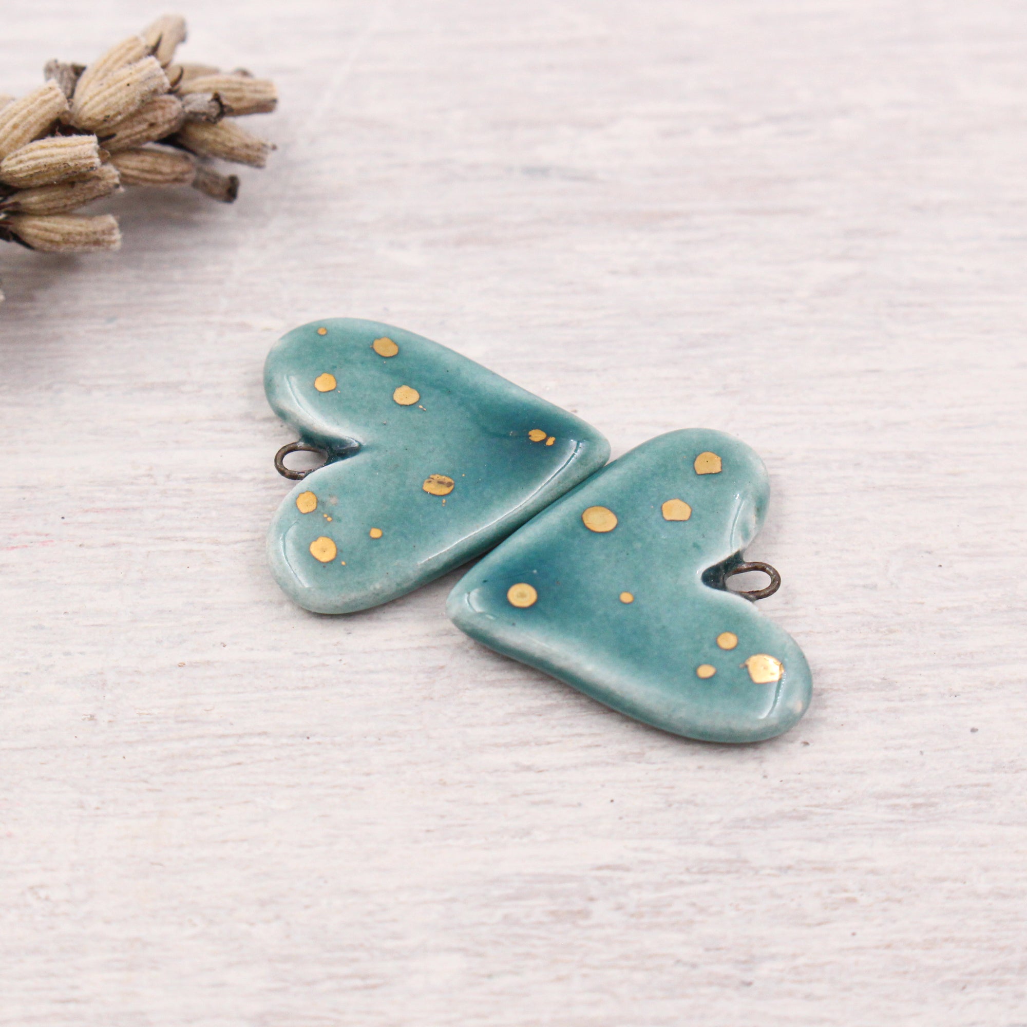 Ceramic Heart Charms for Jewelry and Accessories Making handmade in France by Alain Granell