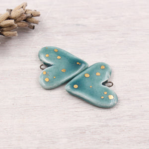Ceramic Heart Charms for Jewelry and Accessories Making handmade in France by Alain Granell