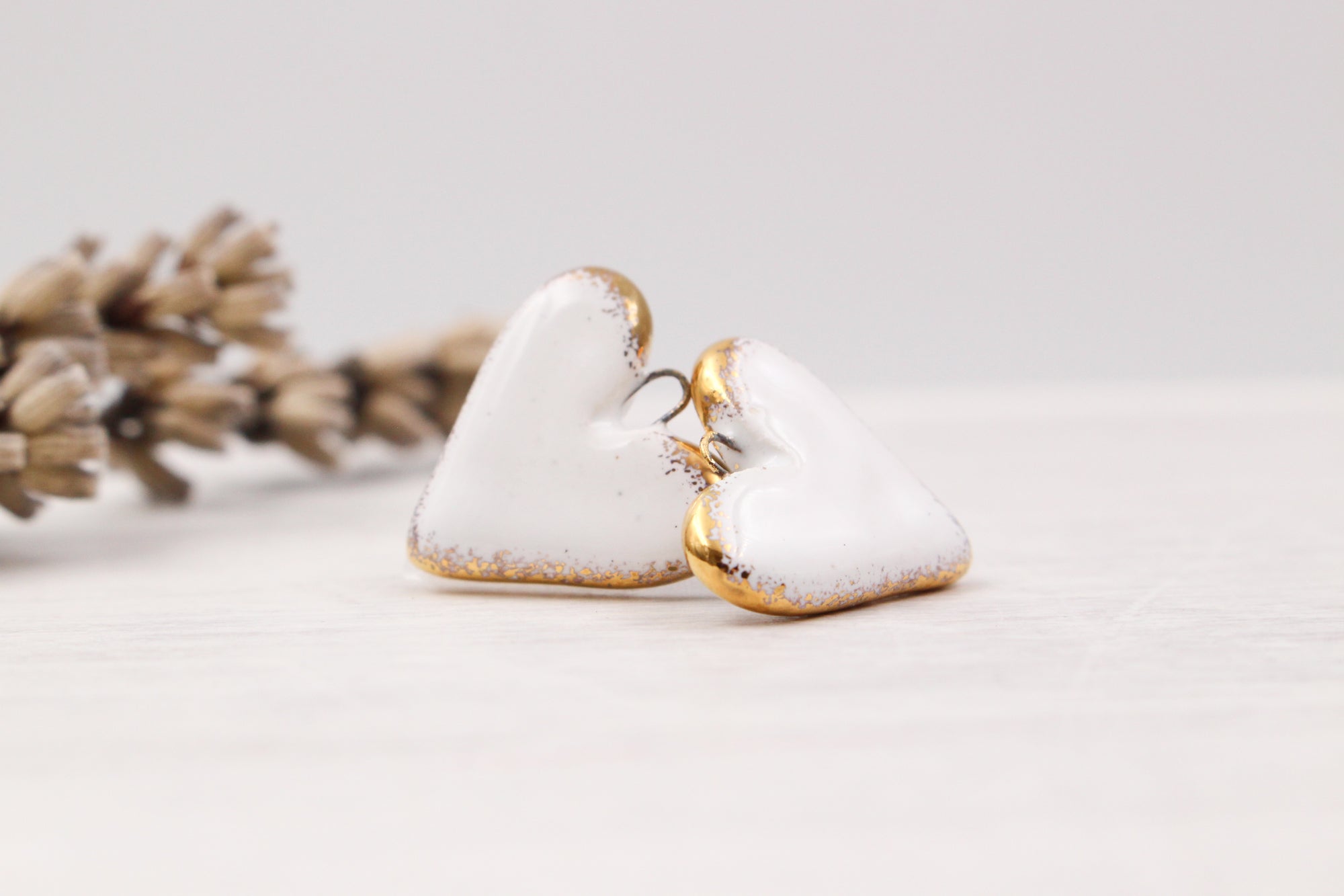 Ceramic Heart Charms for Jewelry and Accessories Making handmade in France by Alain Granell