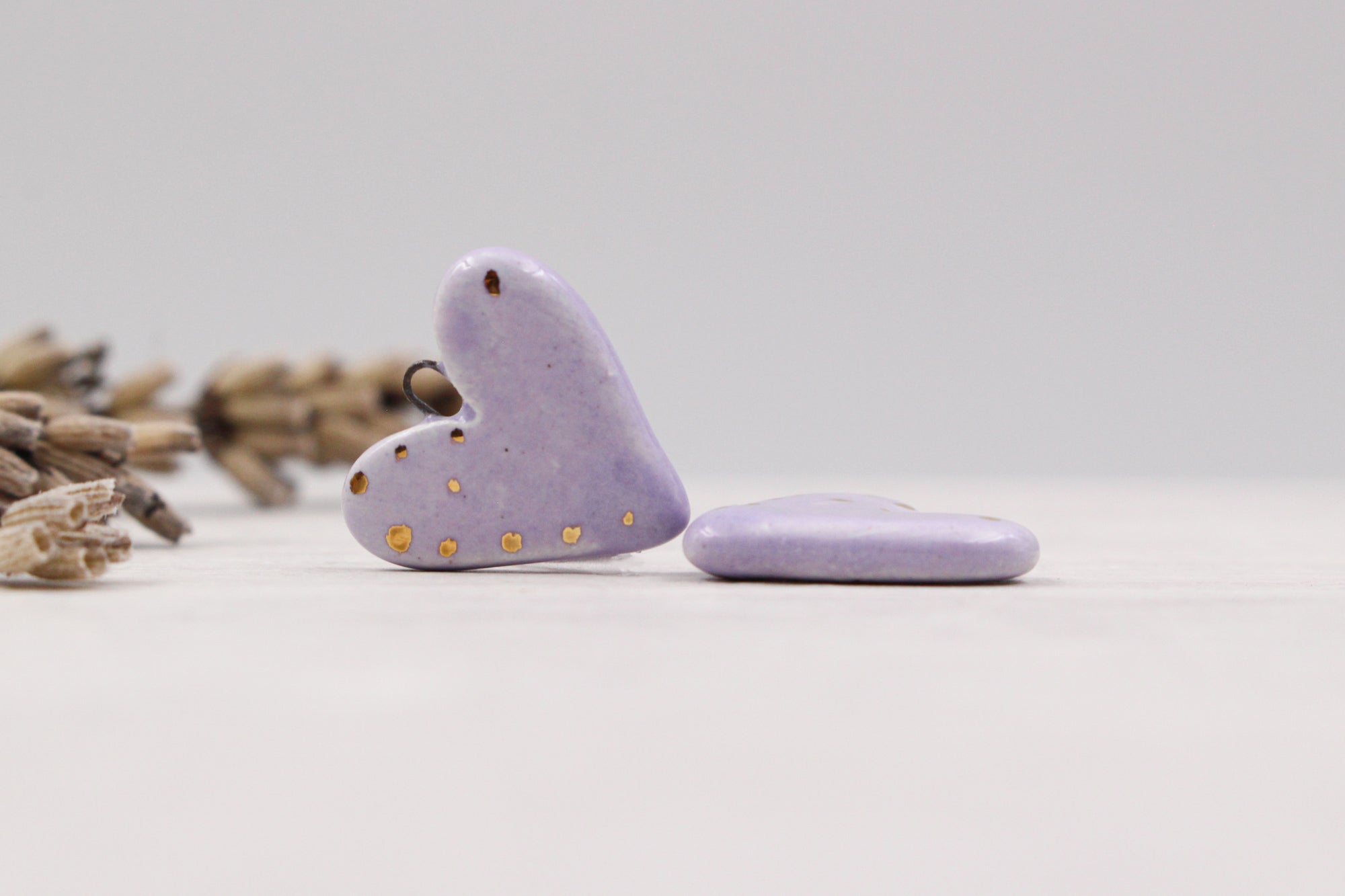 Ceramic Heart Charms for Jewelry and Accessories Making handmade in France by Alain Granell