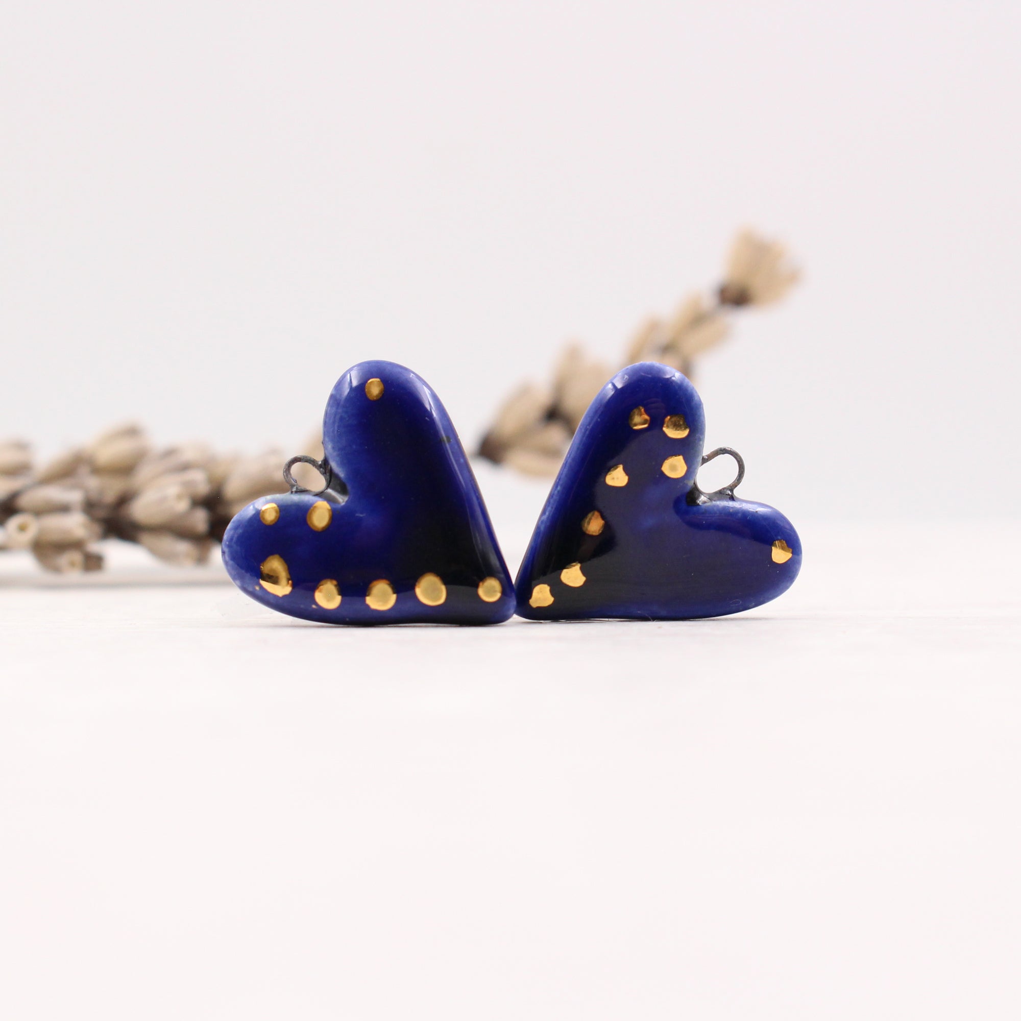 Ceramic Heart Charms for Jewelry and Accessories Making handmade in France by Alain Granell