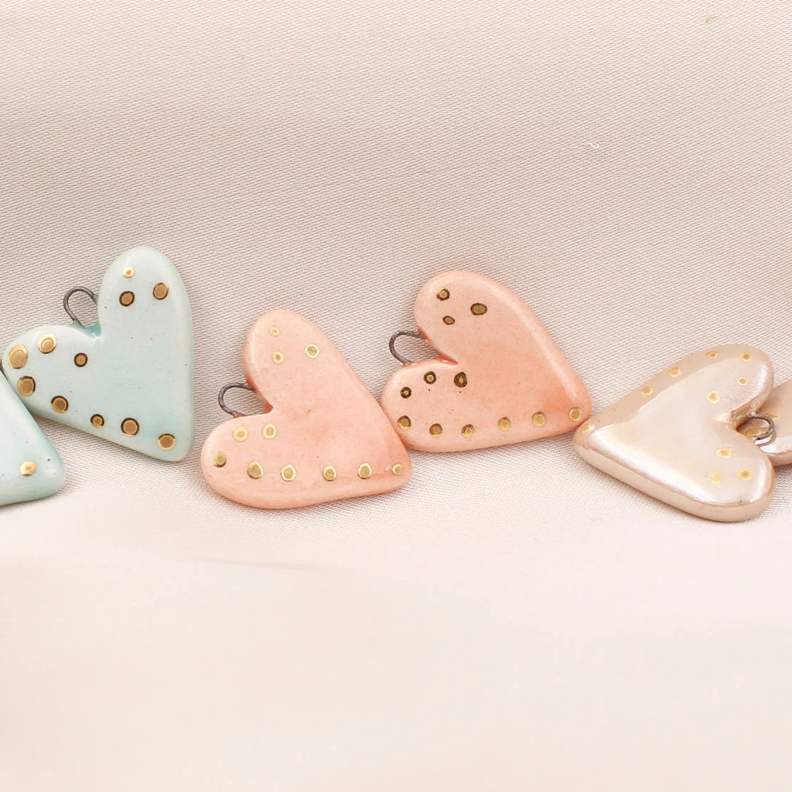 Ceramic Heart Charms for Jewelry and Accessories Making handmade in France by Alain Granell