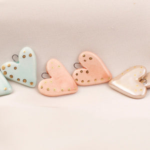 Ceramic Heart Charms for Jewelry and Accessories Making handmade in France by Alain Granell