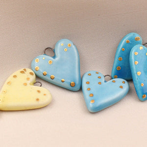 Ceramic Heart Charms for Jewelry and Accessories Making handmade in France by Alain Granell
