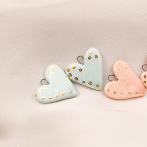 Ceramic Heart Charms for Jewelry and Accessories Making handmade in France by Alain Granell