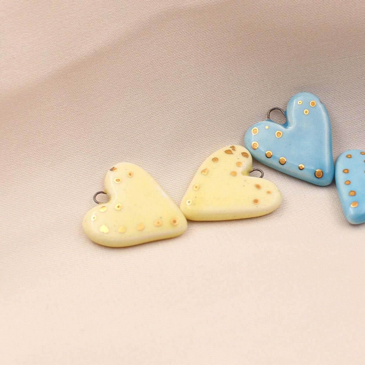 Ceramic Heart Charms for Jewelry and Accessories Making handmade in France by Alain Granell