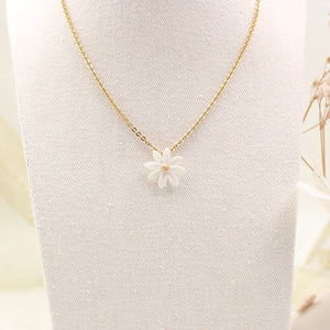 Collier Marguerite en Porcelaine Blanche et Or 24k
