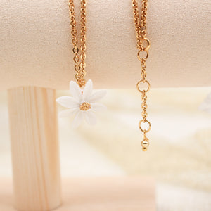 Collier Marguerite en Porcelaine Blanche et Or 24k