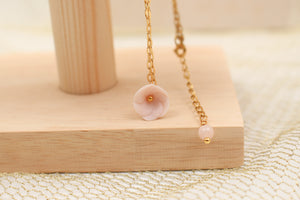 Collier myosotis en porcelaine rose