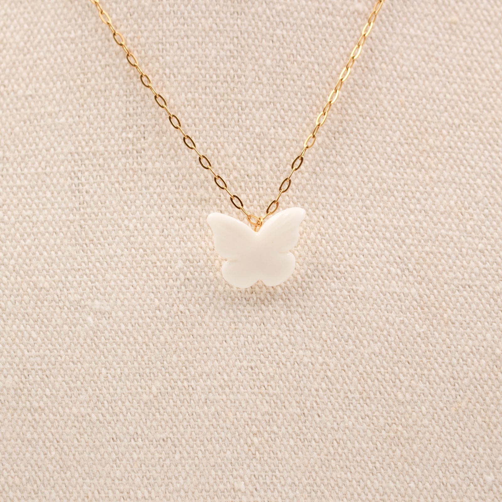 White porcelain butterfly necklace