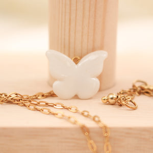 White porcelain butterfly necklace