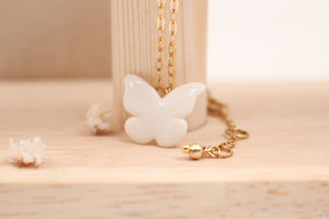 White porcelain butterfly necklace