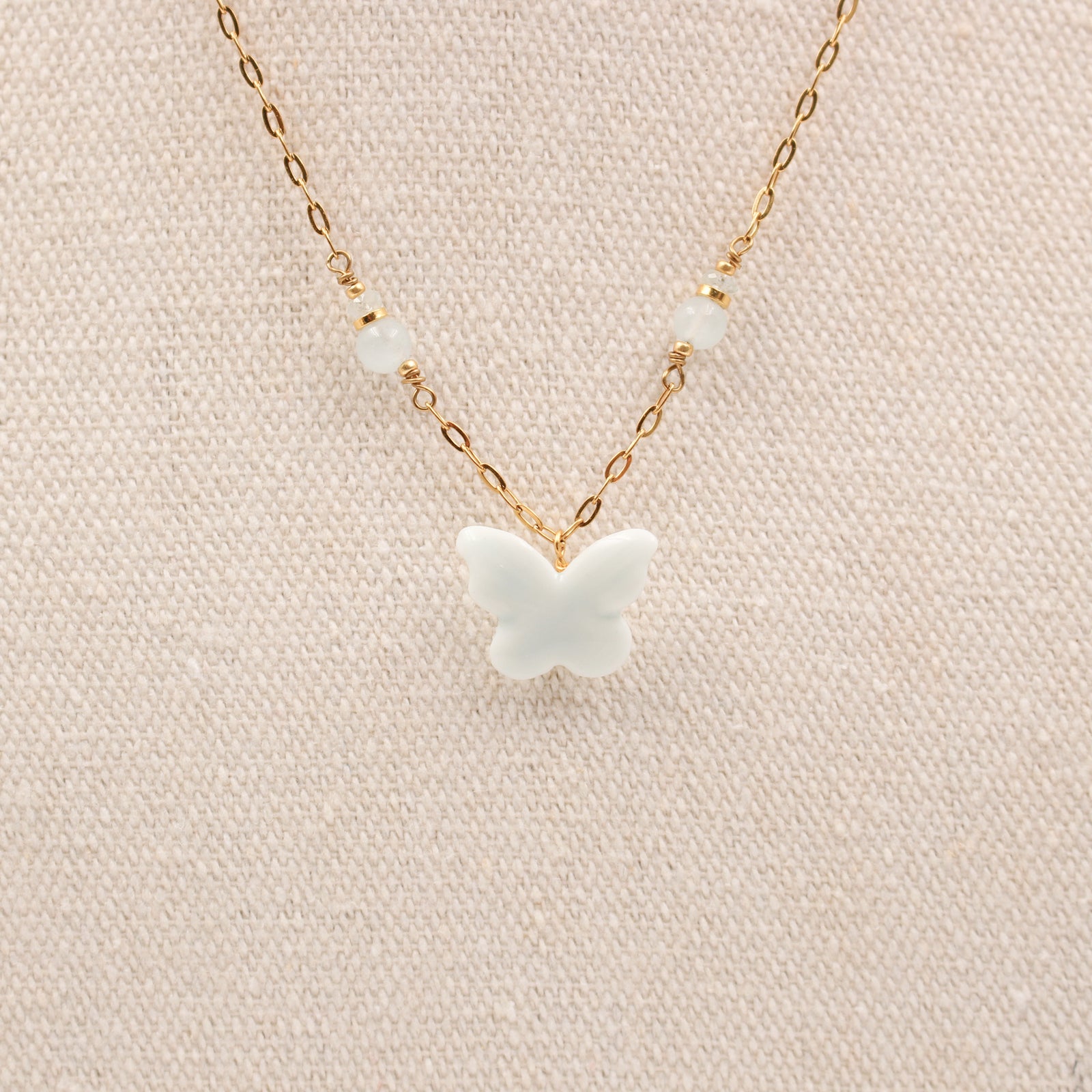 Aquamarine Butterfly Necklace