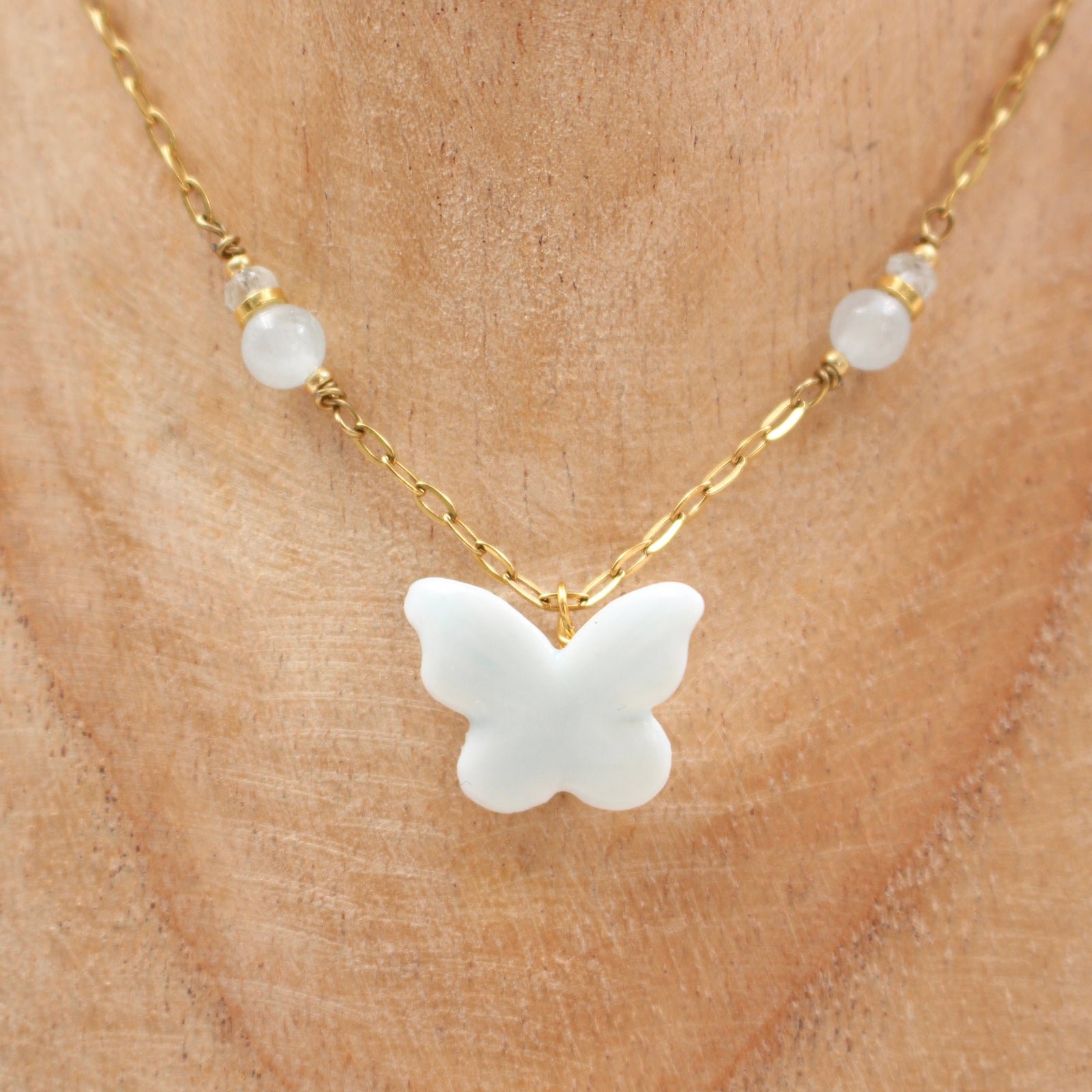 Aquamarine Butterfly Necklace