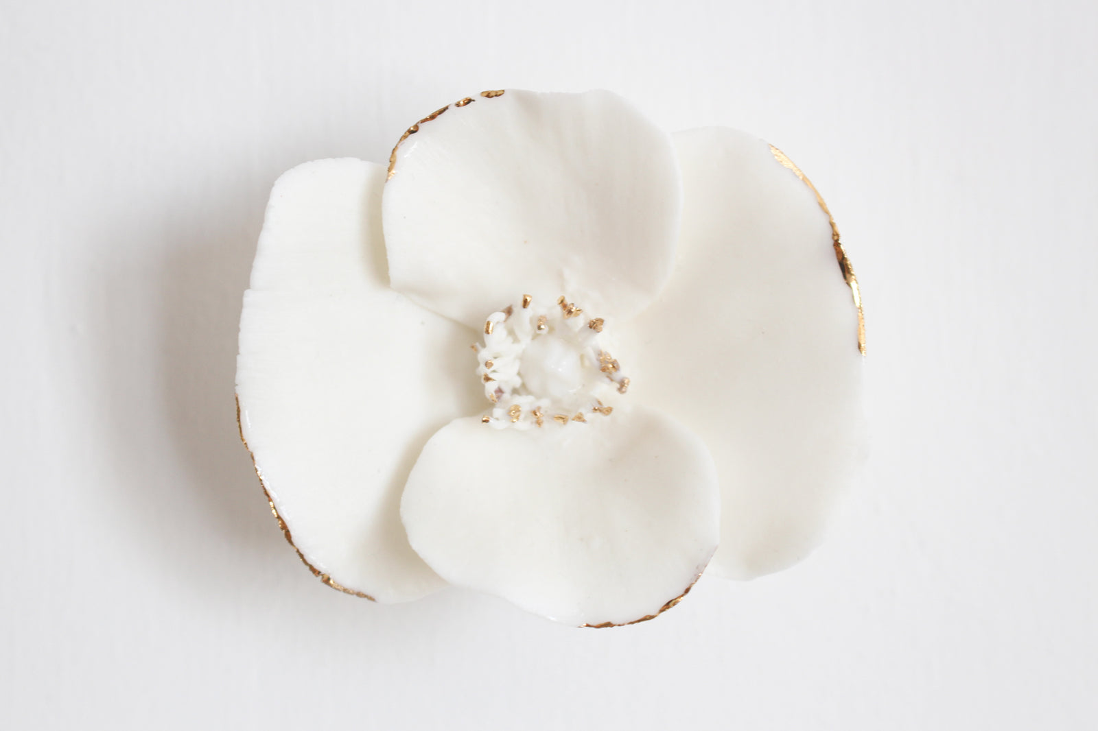 White poppies ceramic wall art by Alain Granell