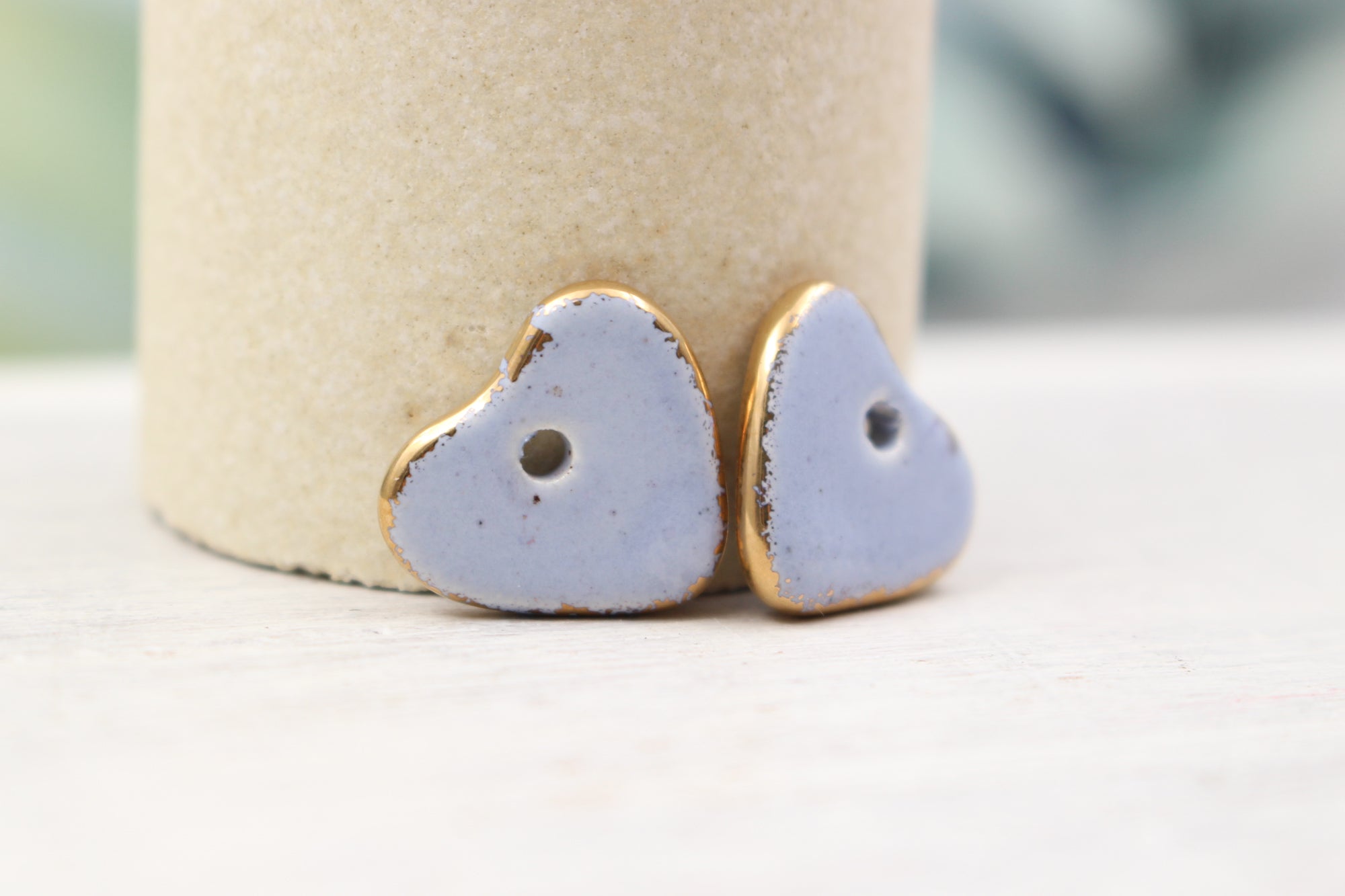 Ceramic heart charms for jewelry and accessories handmade in France by Alain Granell