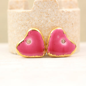 Ceramic heart charms for jewelry and accessories handmade in France by Alain Granell