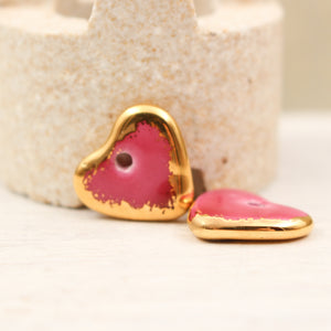 Ceramic heart charms for jewelry and accessories handmade in France by Alain Granell