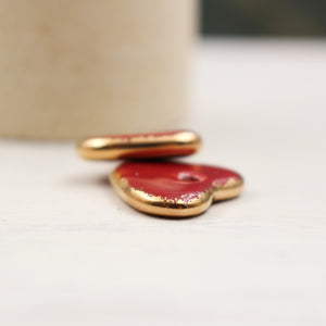 Ceramic heart charms for jewelry and accessories handmade in France by Alain Granell