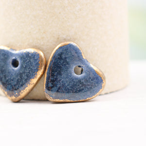 Ceramic heart charms for jewelry and accessories handmade in France by Alain Granell