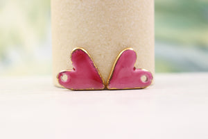Ceramic heart charms for jewelry and accessories handmade in France by Alain Granell