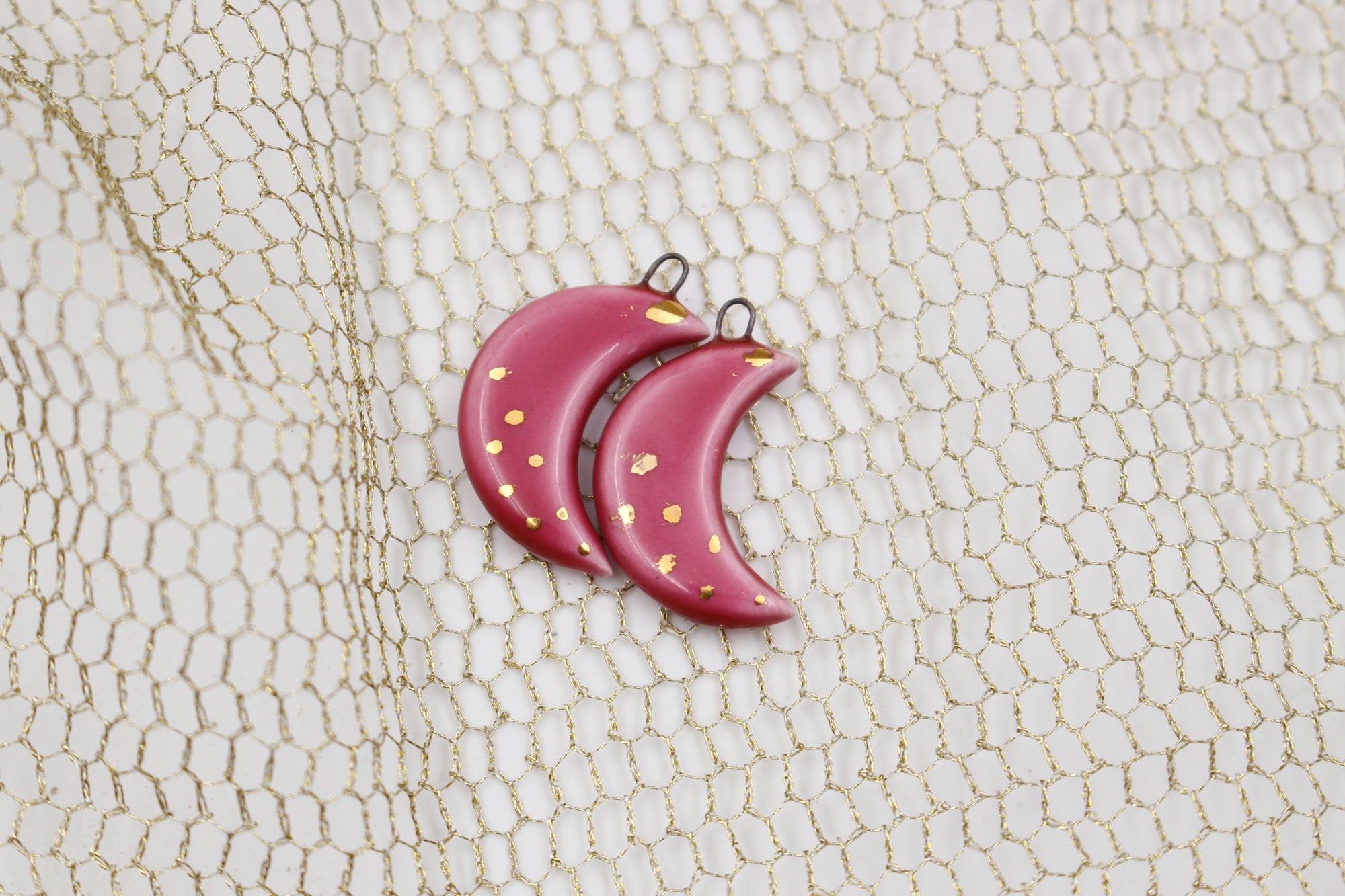 Ceramic Moon Charms for Jewelry and Accessories Making handmade in France by Alain Granell
