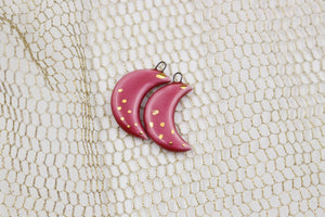 Ceramic Moon Charms for Jewelry and Accessories Making handmade in France by Alain Granell