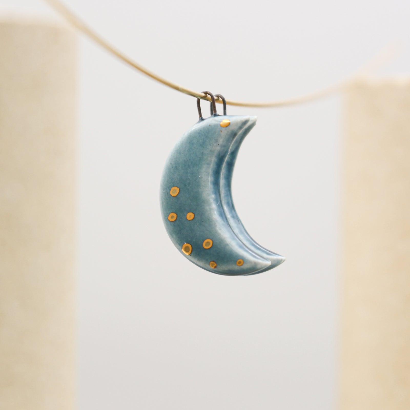 Ceramic Moon Charms for Jewelry and Accessories Making handmade in France by Alain Granell