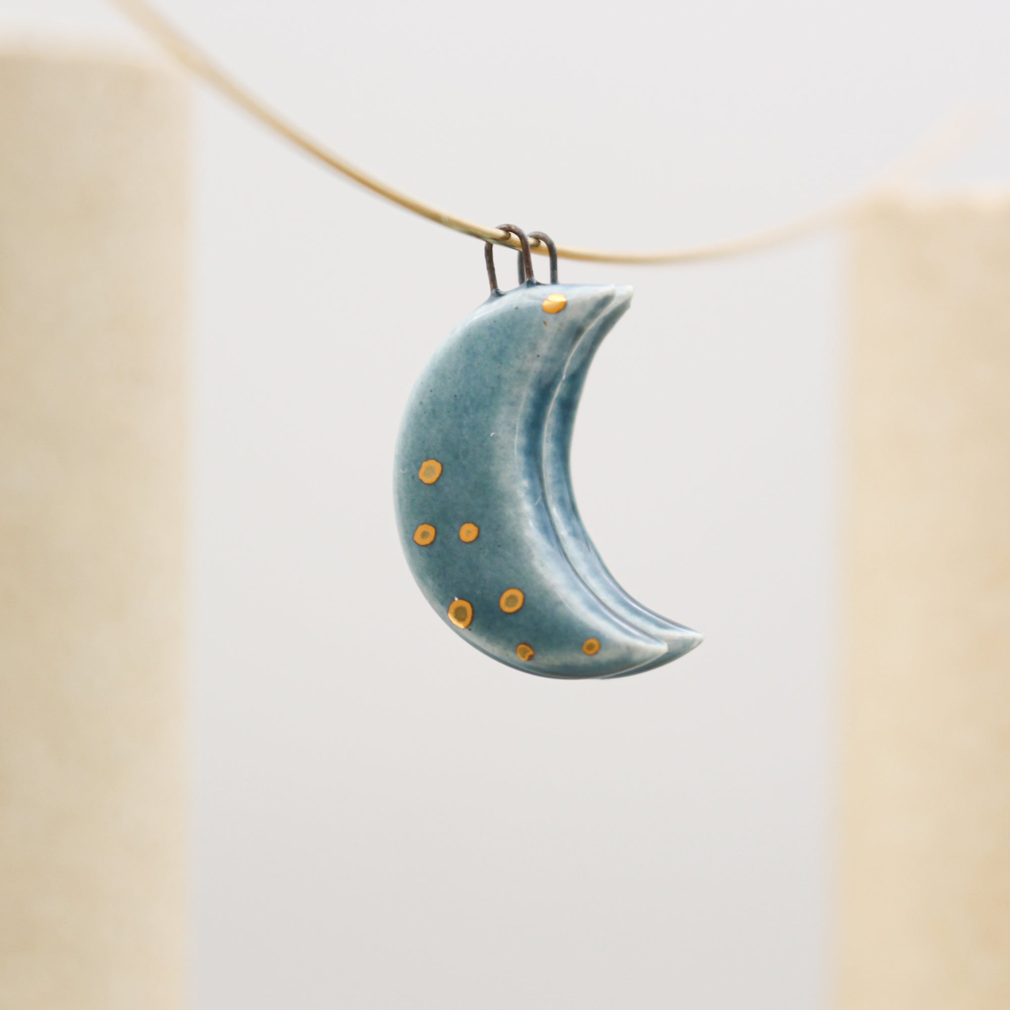 Ceramic Moon Charms for Jewelry and Accessories Making handmade in France by Alain Granell