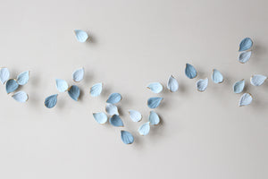 Blue Autumn is a Large porcelain wall art of Blue Leaves handmade in France by Alain Granell