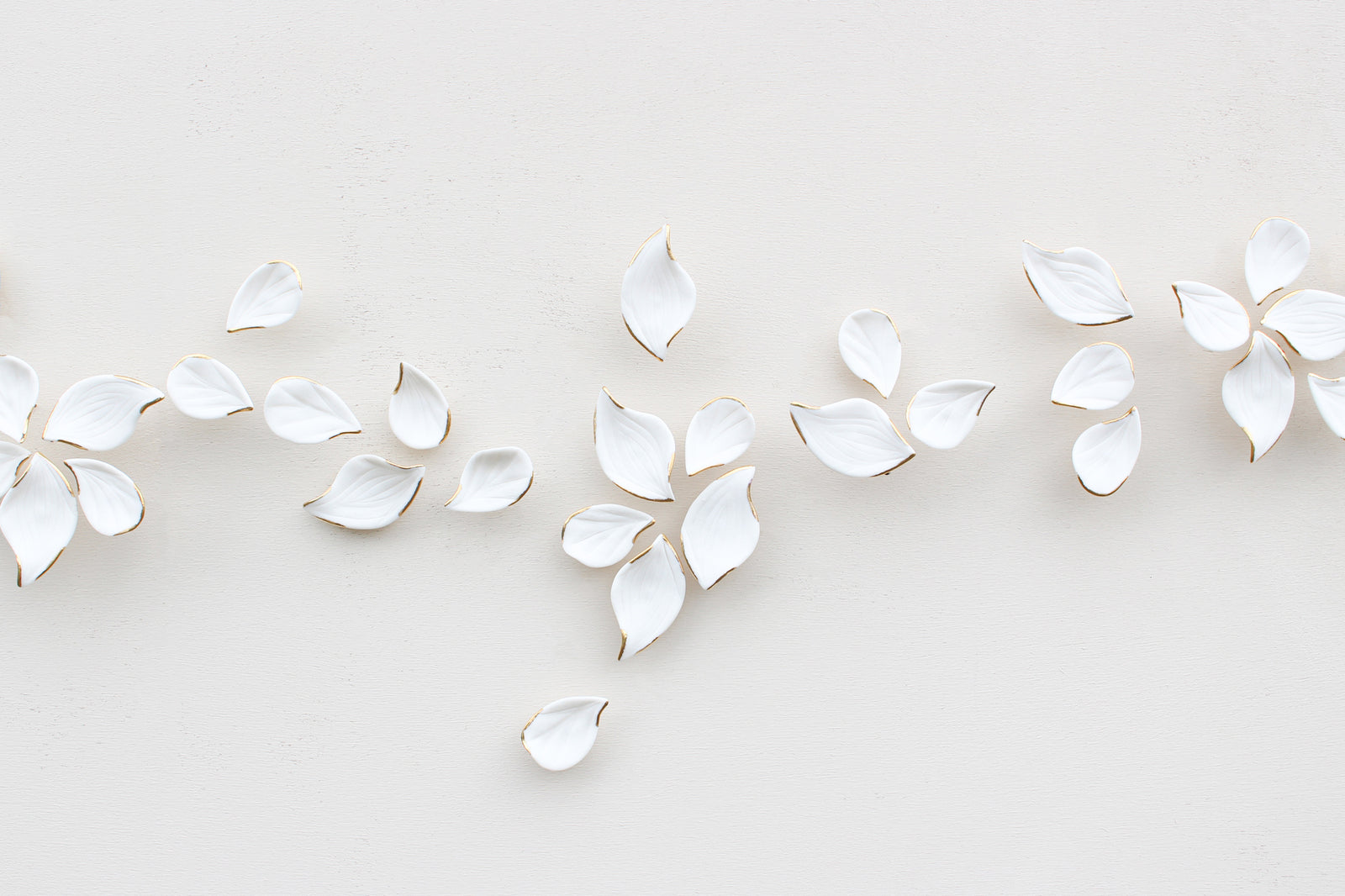 White Autumn Porcelain Leaves Wall Art handmade in France by Alain Granell