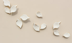 White Autumn Porcelain Leaves Wall Art handmade in France by Alain Granell