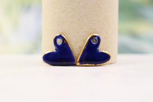 Ceramic heart charms for jewelry and accessories handmade in France by Alain Granell