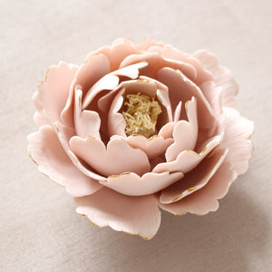 Handmade Pink Porcelain Peony Flower by Alain Granell