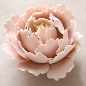 Handmade Pink Porcelain Peony Flower by Alain Granell