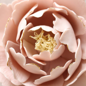 Handmade Pink Porcelain Peony Flower by Alain Granell