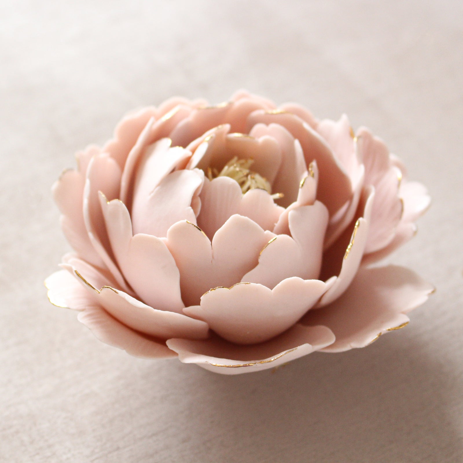 Handmade Pink Porcelain Peony Flower by Alain Granell