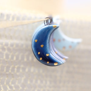 Ceramic Moon Charms for Jewelry and Accessories Making handmade in France by Alain Granell