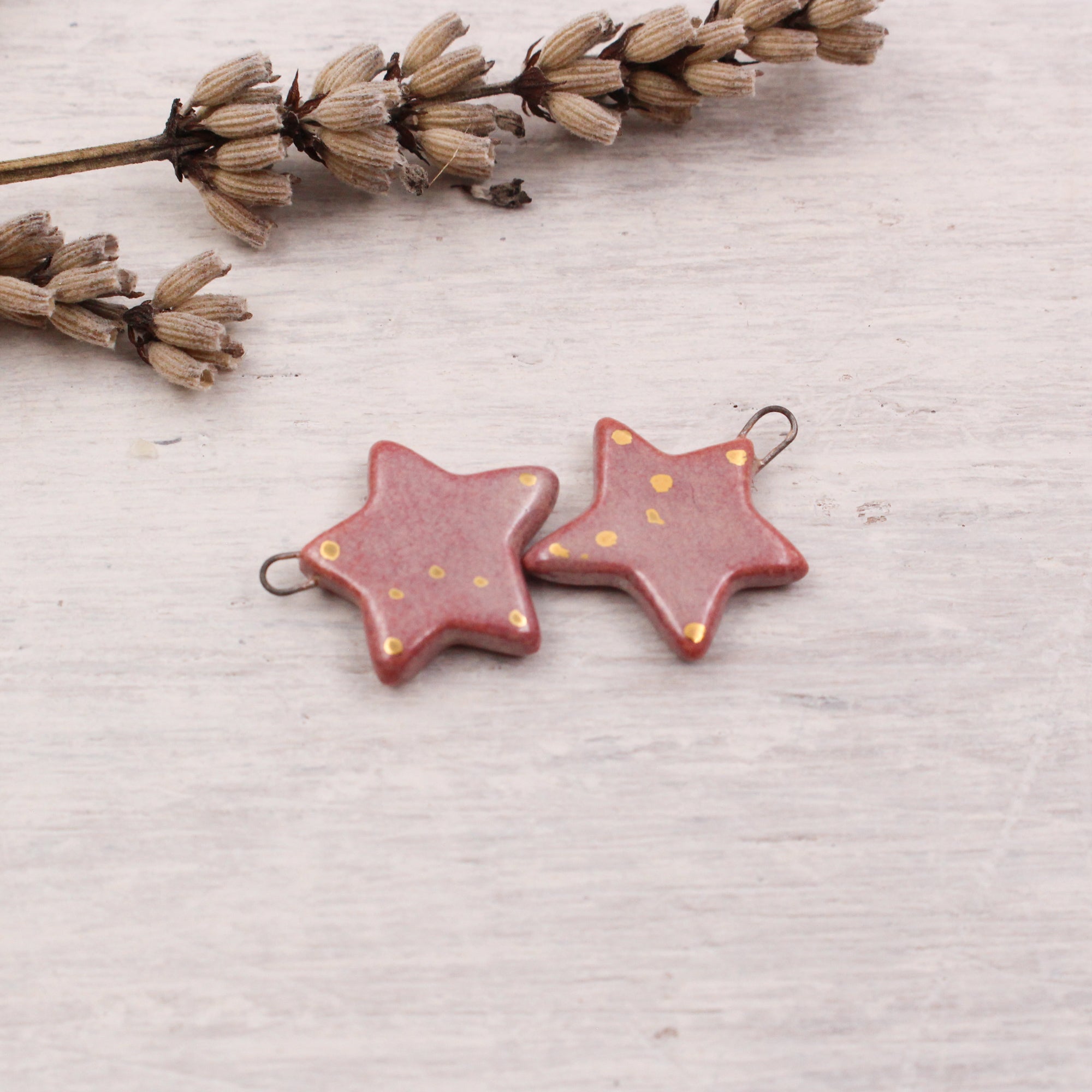 Ceramic Star Charms for Jewelry and Accessories Making handmade in France by Alain Granell