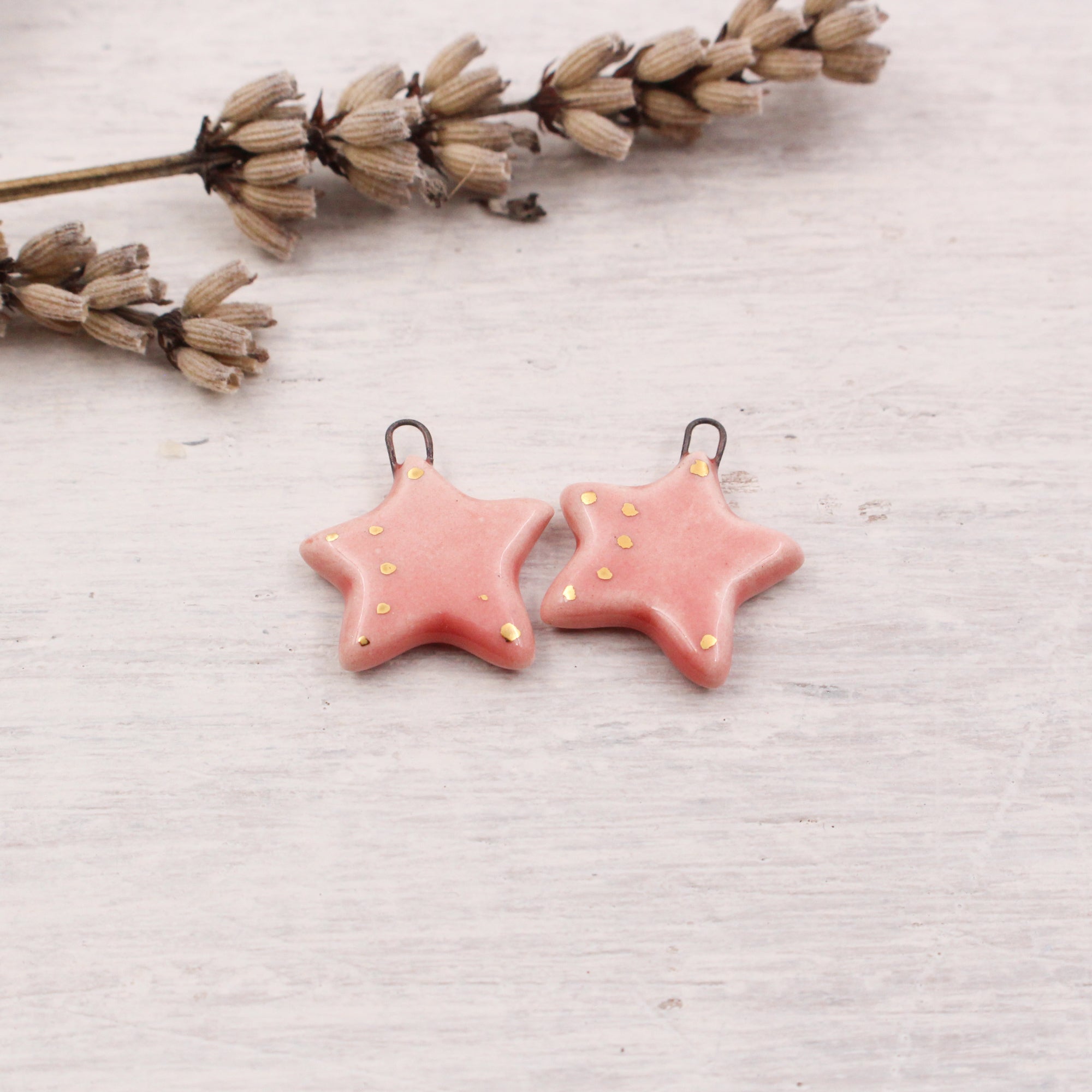 Ceramic Star Charms for Jewelry and Accessories Making handmade in France by Alain Granell