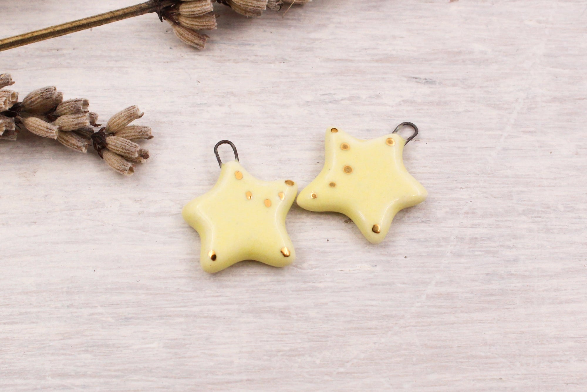 Ceramic Star Charms for Jewelry and Accessories Making handmade in France by Alain Granell