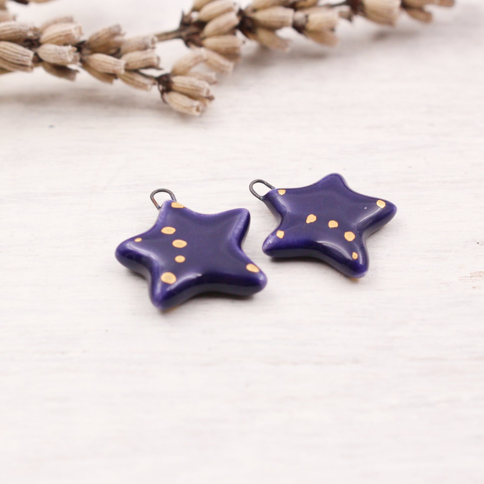 Ceramic Star Charms for Jewelry and Accessories Making handmade in France by Alain Granell