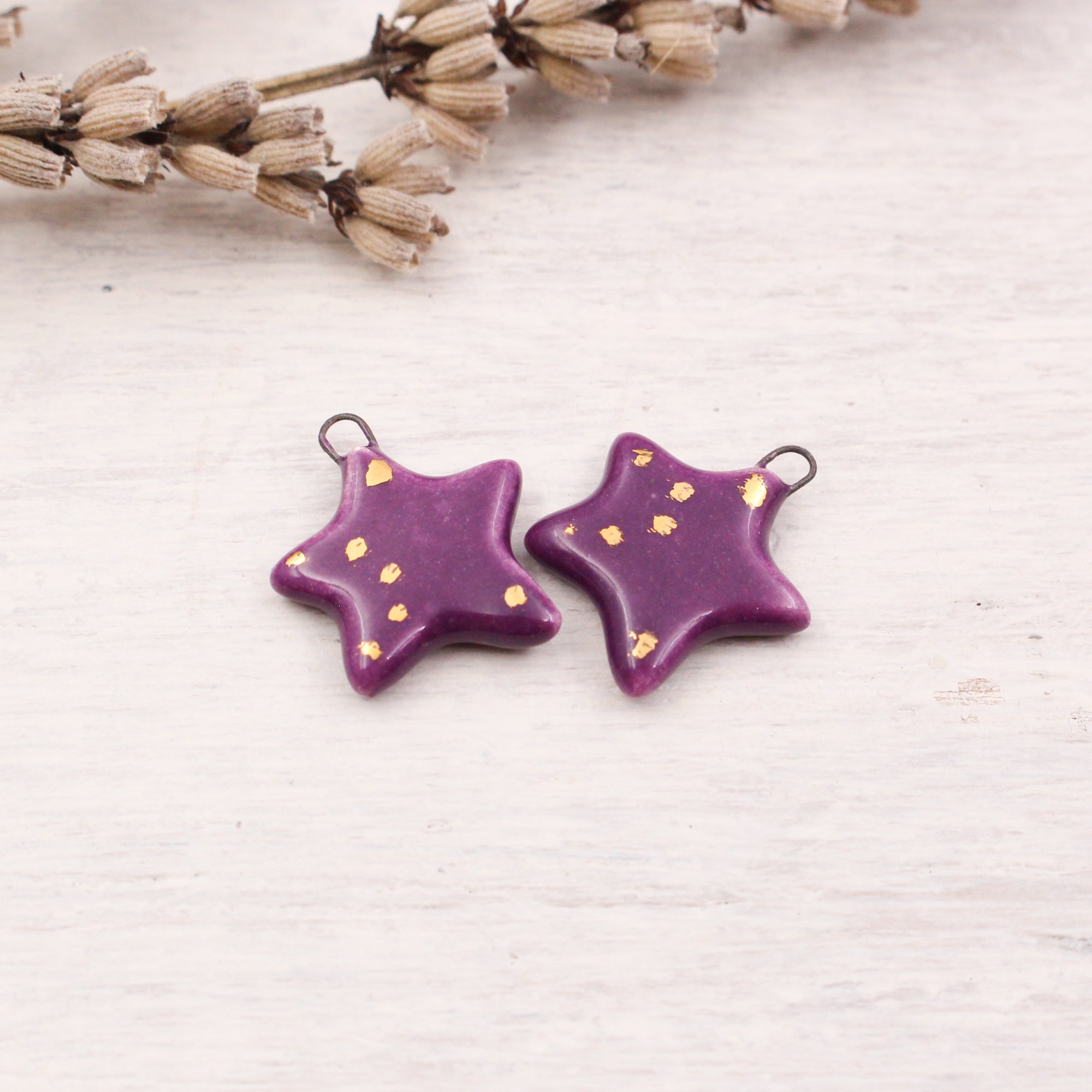 Ceramic Star Charms for Jewelry and Accessories Making handmade in France by Alain Granell