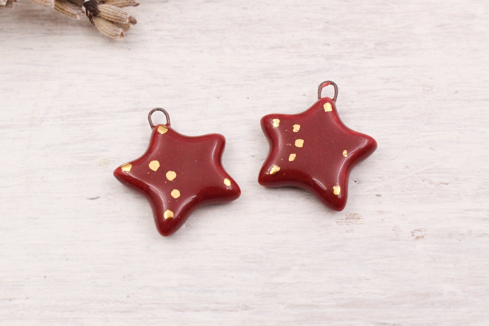 Ceramic Star Charms for Jewelry and Accessories Making handmade in France by Alain Granell