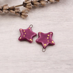 Ceramic Star Charms for Jewelry and Accessories Making handmade in France by Alain Granell